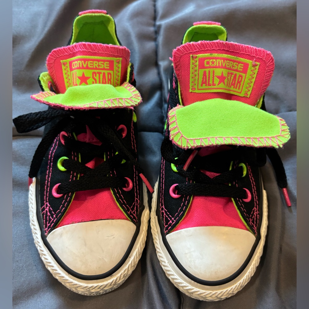 Converse Kids' Neon Pink and Lime Green Sneakers